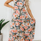 Black Boho Floral Print Knotted Halter Ruffled Maxi Dress