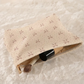 Parchment Bow Knot Dot Print Zipper Corduroy Cosmetic Bag