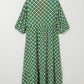 Green Geometric Floral Print Half Sleeve Plus Size Maxi Dress