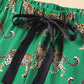 Green Cheetah Print Short Sleeve Shirt and Pants Pajama Set