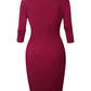 Square Neck Half Sleeve Full Front Zip Split Slim Fit Bodycon Dress