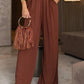 Off the Shoulder Layered Trim Waist Jumpsuit Casual Wide Leg Romper
