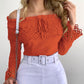 Off Shoulder Guipure Lace Frill Hem Drawstring Top