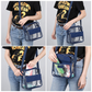 Dark Blue PVC Patchwork Adjustable Strap Square Crossbody Bag