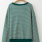 Green Stripe Chenille LUCKY Patched Pattern St Patrick Long Sleeve Top