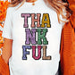 White Heat-transfer Printed THANKFUL Letter Graphic T Shirt