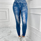 Denim Look Print High Waist Sports Leggings