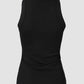 Rhinestone Contrast Sequin Keyhole Neck Sleeveless Slim Fit Elasticity Ribbed Top Elegant Tank