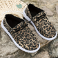 Coffee Lace-up Decor Leopard Canvas Shoes