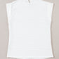 White Wavy Textured Mock Neck Cap Sleeve Top