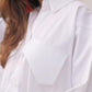 Turn down Collar Three Quarters Dip Hem Front Button Blouse with Pocket Casual Shirt
