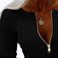Zipper Design Ribbed Skinny Top