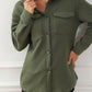 Green Retro Quilted Flap Pocket Button Shacket