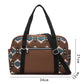 Coffee Western Aztec Print PU Leather Large Travel Duffel Bag