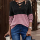 Colorblock Criss Cross Front Drop Shoulder Top