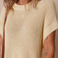 Oatmeal Solid Color Batwing Short Sleeve Round Neck Knit T Shirt
