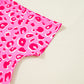 Pink Leopard V Neck Loose Short Sleeve Top