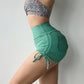 Ruched Drawstring High Waist Active Shorts