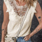 Apricot Guipure Lace Crochet Keyhole Back Tank Top