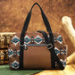 Coffee Western Aztec Print PU Leather Large Travel Duffel Bag