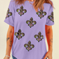 Wisteria Sequined Fleur De Lis Mardi Gras Fashion Tee