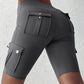 Tummy Control Butt Lifting Active Shorts High Waist Flap Pocket Workout Bermuda Cargo Running Shorts