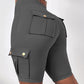 Tummy Control Butt Lifting Active Shorts High Waist Flap Pocket Workout Bermuda Cargo Running Shorts