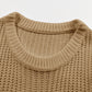 Khaki Ribbed Knit Round Neck Slouchy Chunky Sweater