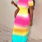 Ombre Short Sleeve Casual Maxi Dress
