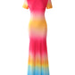 Ombre Short Sleeve Casual Maxi Dress
