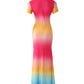 Ombre Short Sleeve Casual Maxi Dress