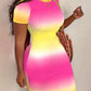 Ombre Short Sleeve Casual Maxi Dress