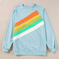 Beau Blue Rainbow Colorblock Striped Pullover Sweatshirt