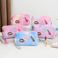 Pink Sequined Lip Lipstick Fluffy Cosmetic Bag