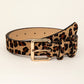 Camel Western Leopard Print PU Leather Wide Waist Belt