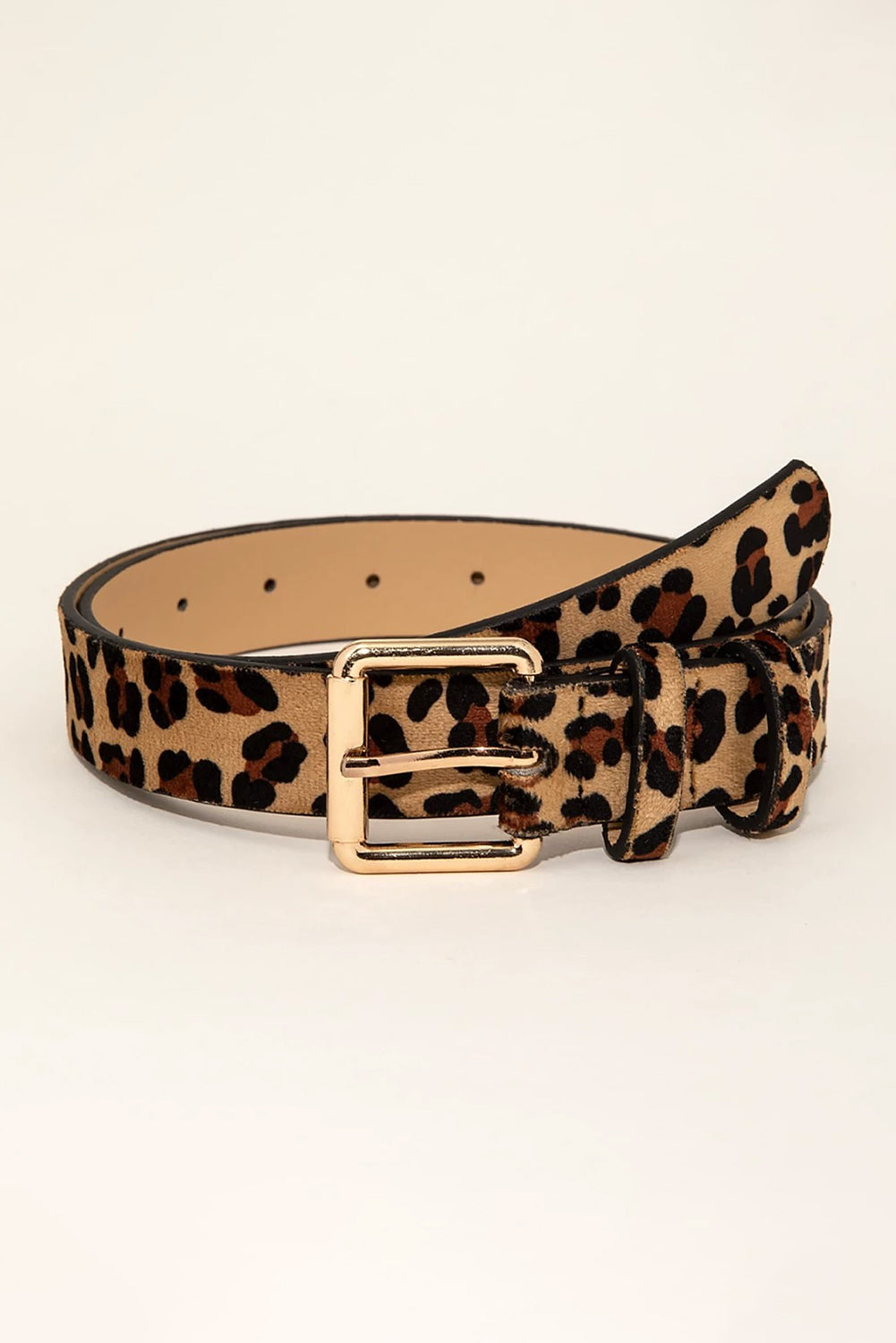 Camel Western Leopard Print PU Leather Wide Waist Belt