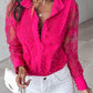Pearls Decor Buttoned Lace Top