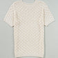 Beige Hollow Out Crochet O Neck Short Sleeve Sweater Tee
