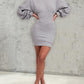 O neck Lantern Sleeve Mini Bodycon Sweatshirt Dress
