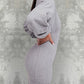 O neck Lantern Sleeve Mini Bodycon Sweatshirt Dress