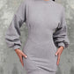 O neck Lantern Sleeve Mini Bodycon Sweatshirt Dress