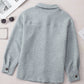 Gray Retro Quilted Flap Pocket Button Shacket