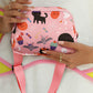 Light Pink Halloween Car Bat Pumpkin Print Square Crossbody Bag