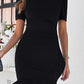 Black Plain Wrapped Ruffled Hem Slim Fit Mini Dress