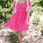 Strawberry Pink Checkered Puff Sleeve Babydoll Dress
