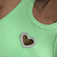Rhinestone Heart Pattern Hollow out Sleeveless Tank Casual Slim Fit Knit Top