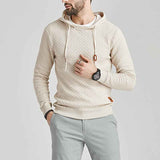 Mens Hooded Sweatshirt Long Sleeve Solid Knitted Hoodie Pullover Sweater G106