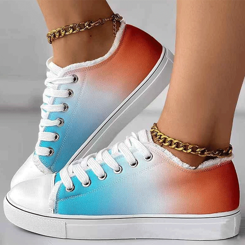Ombre Eyelet Slip On Canvas Sneakers