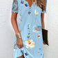Floral Print Lace Patch Casual Dress