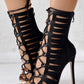 Eyelet Lace up Ankle Boots Stiletto Heeled Bootie Sandals